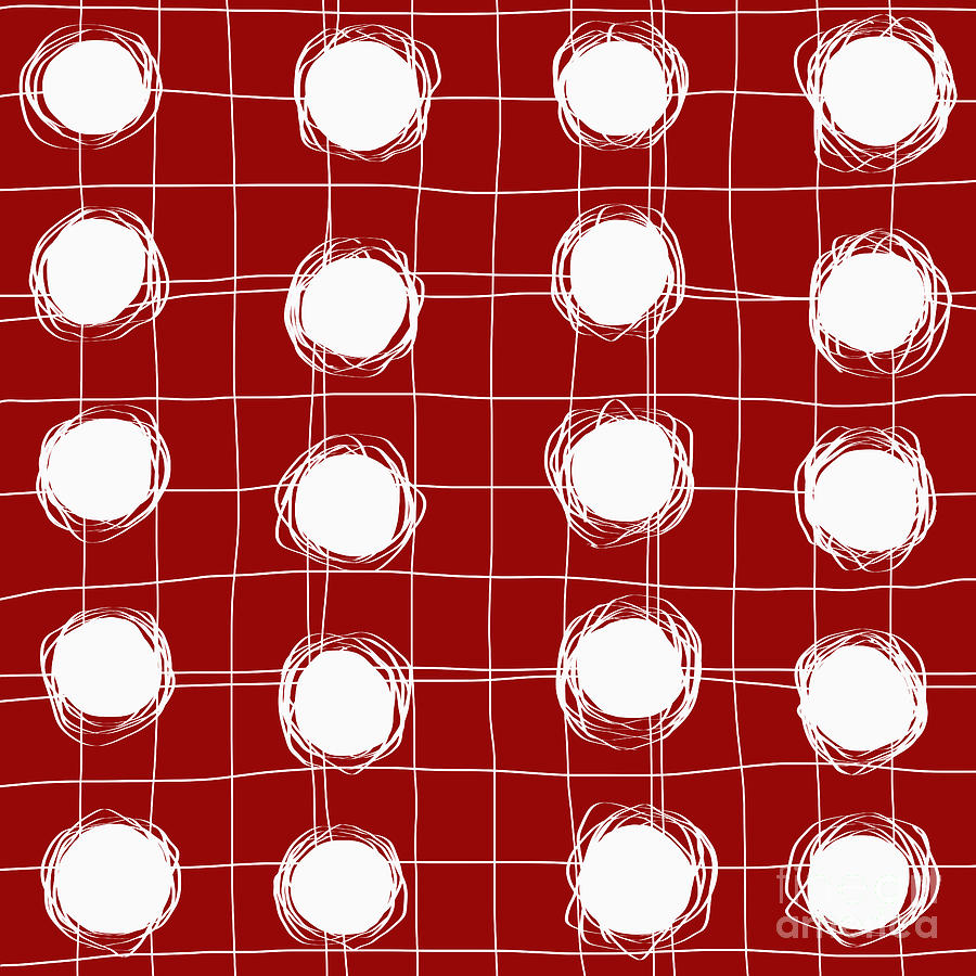 Red and White Modern Design, circles and lines Digital Art by Patricia Awapara