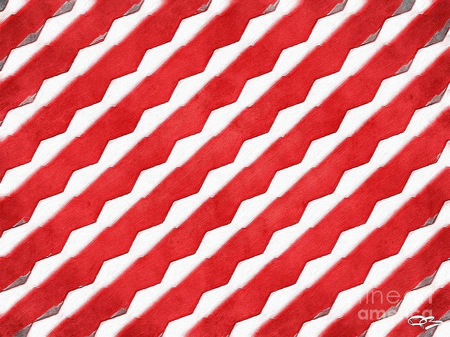 Red And White Pattern With An Abstract Diagonal Style Digital Art