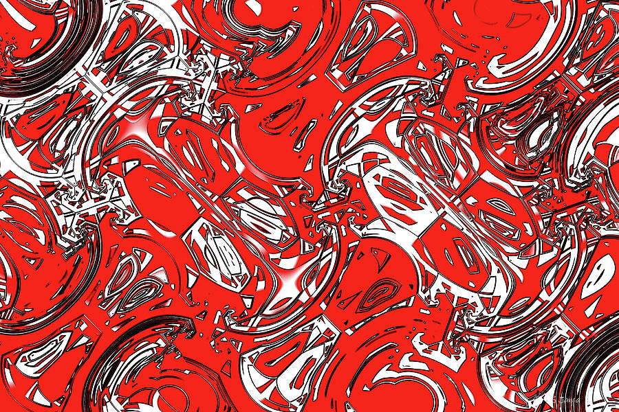 Red And White Some Black Abstract Digital Art by Tom Janca