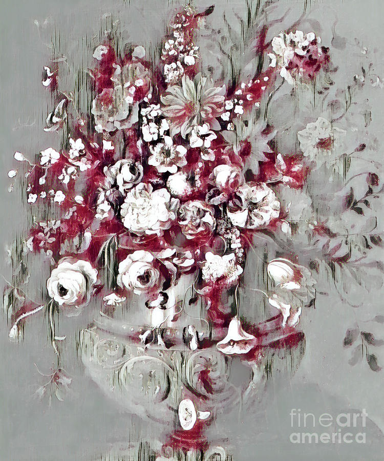 Red and White Vintage Flowers Photograph by Munir Alawi