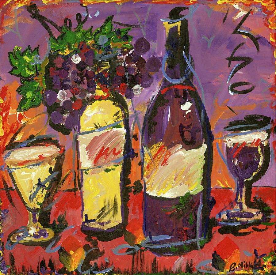 Red and White Wine Painting by Britt Miller