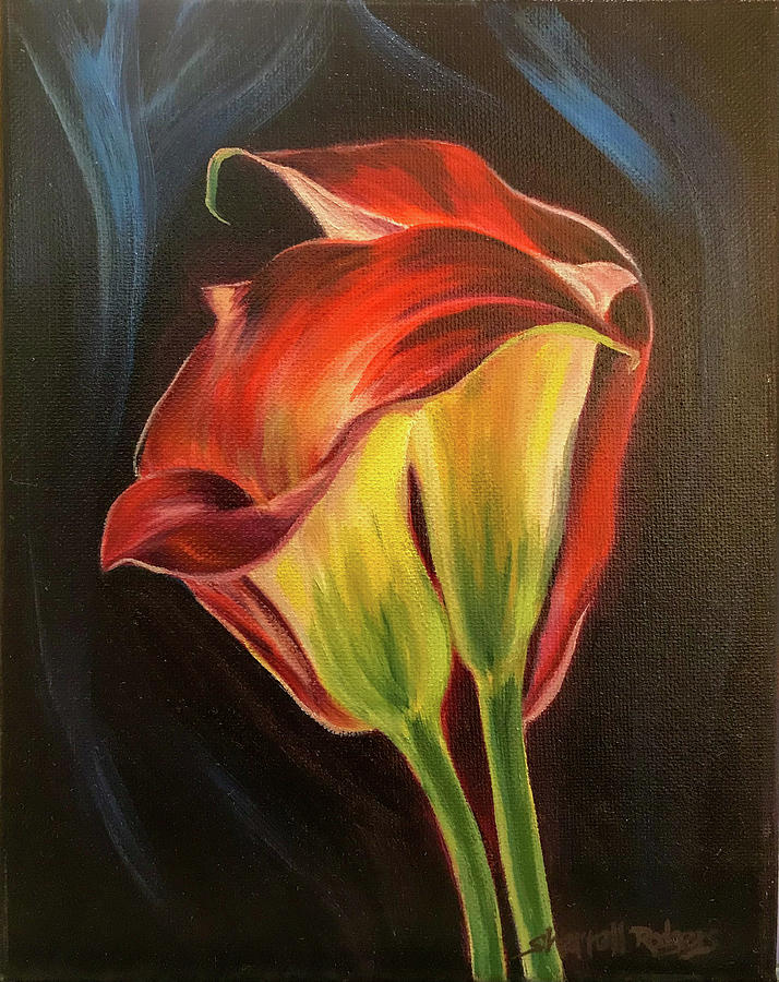 Red and Yellow Calla Lily II Painting by Sherrell Rodgers