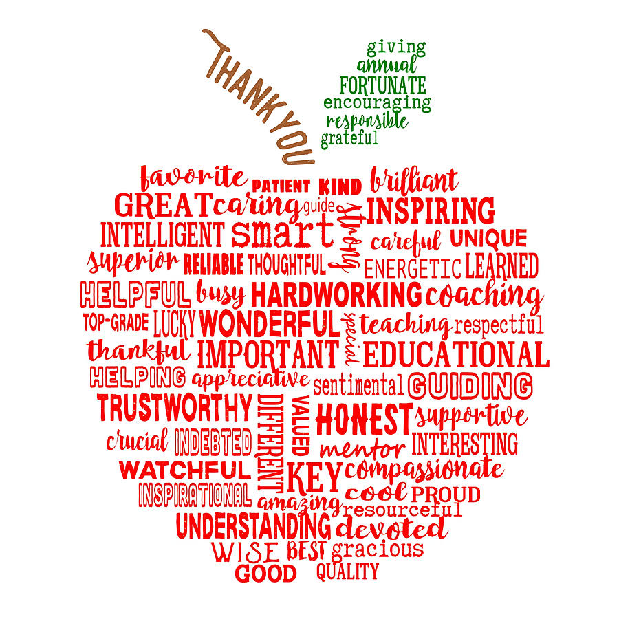 red apple word art Teacher Appreciation Gift Painting by Gray Lewis ...