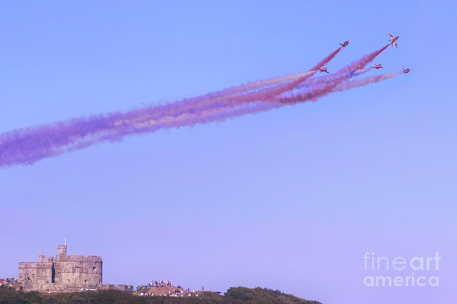 Red Arrows at The Castle Falmouth Photograph by Terri Waters
