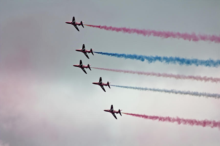 Red Arrows Display Red Blue White Photograph by Jeremy Hayden