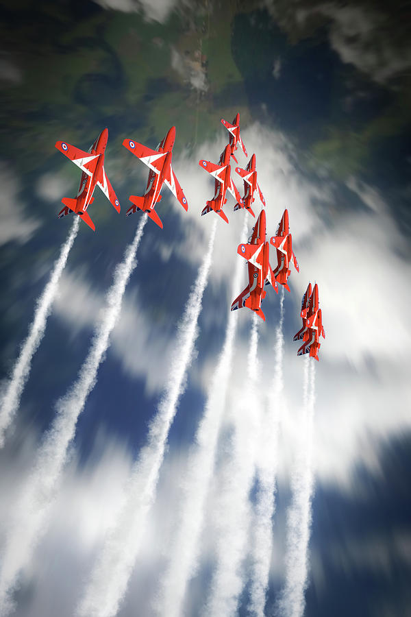 Red Arrows In Flight Digital Art by Airpower Art