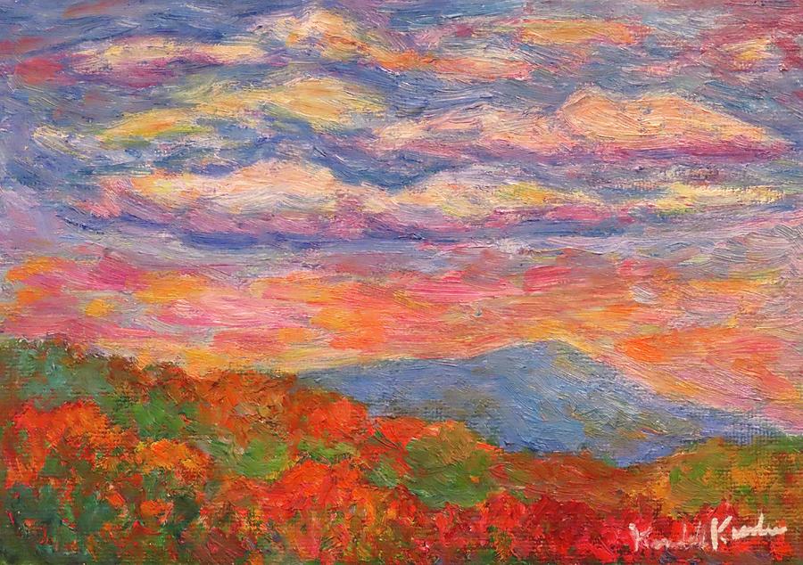Mountain Painting - Red Autumn on the Ridge by Kendall Kessler