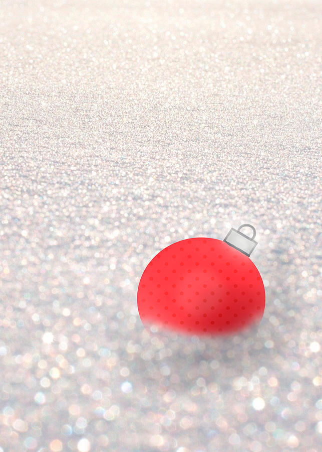 Red Ball in Snow Mixed Media by Moira Law