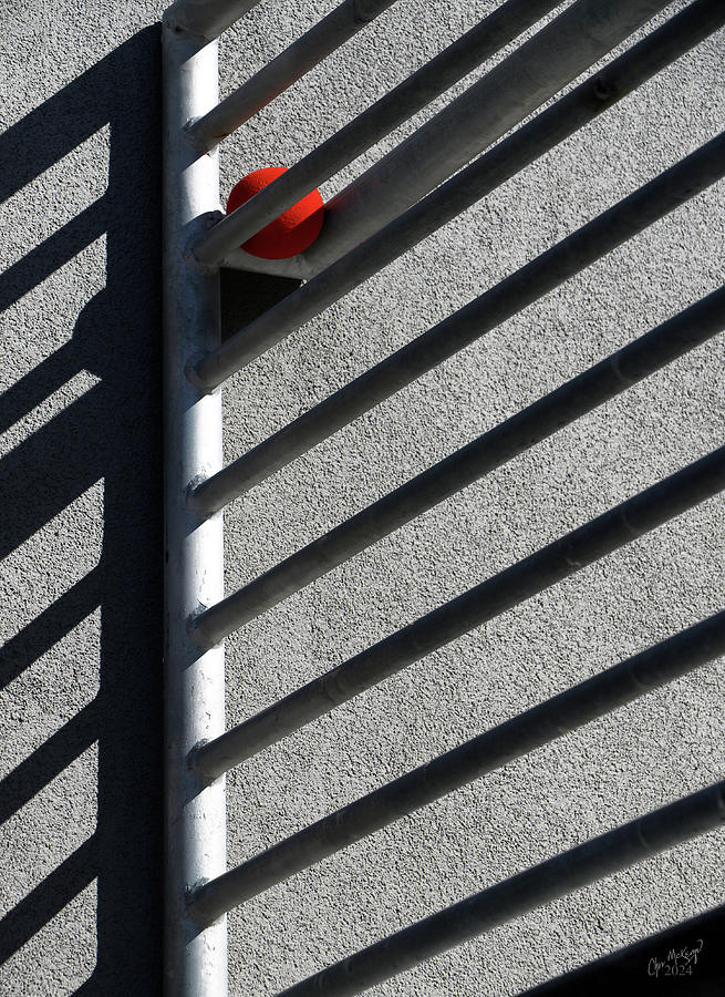 Red Ball on a Hand Rail Photograph by Christopher McKenzie