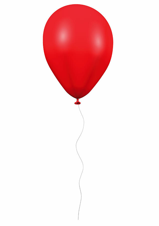Red Balloon With Cord On White Background Drawing by Artpartner-images