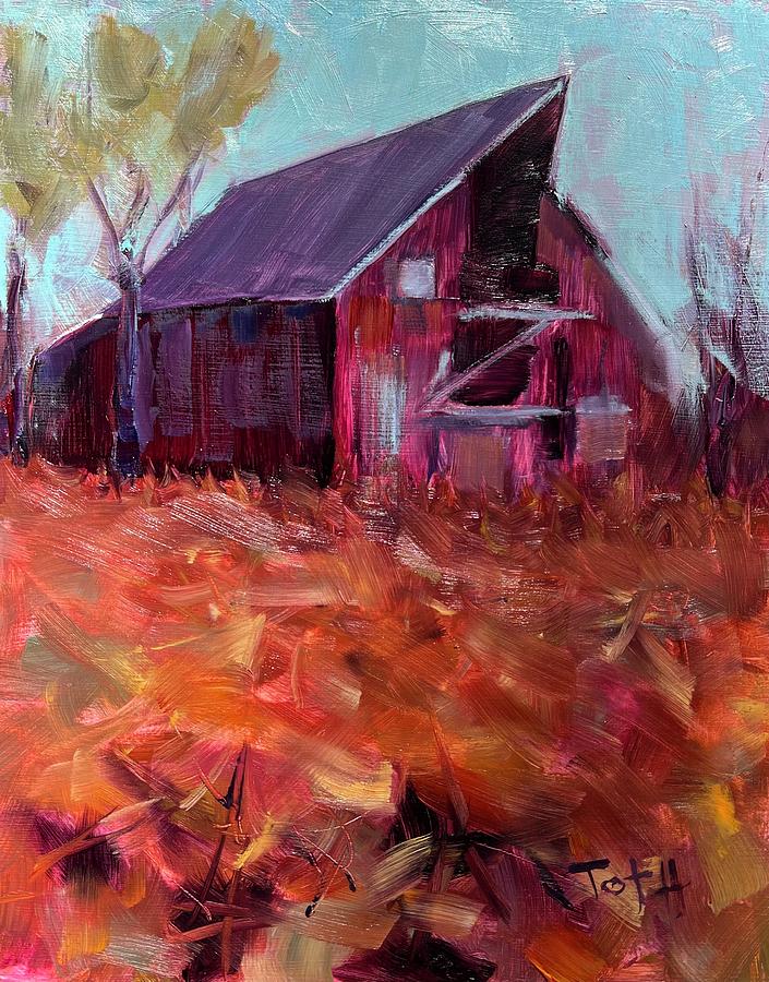 Red Barn 2 Painting by Laura Toth