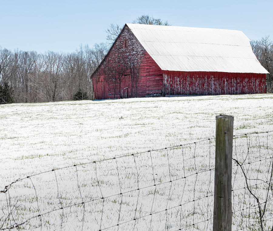 Red Barn and Barbed Wire Photograph by Debbie Karnes