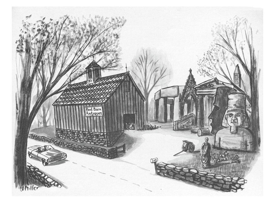 Red Barn Antiques Drawing by Warren Miller