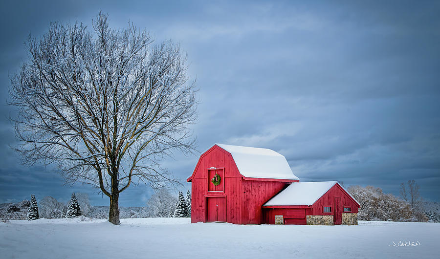 Red Barn at Dusk Photograph by Jim Carlen