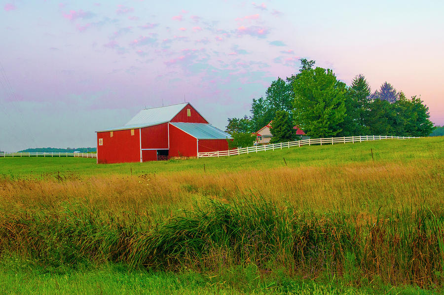 Red barn-family farm at sunrise-Miami County Indiana Photograph by ...