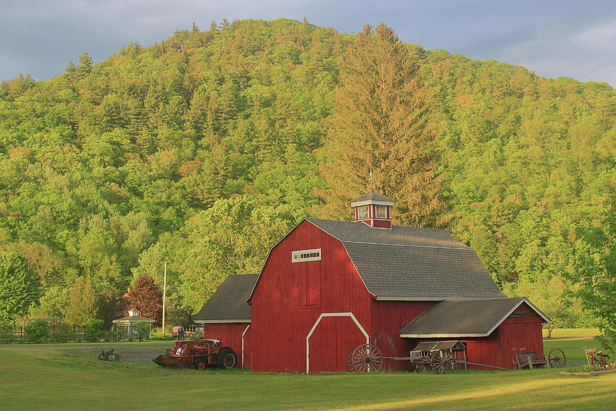 Red Barn In Evening Light Photograph