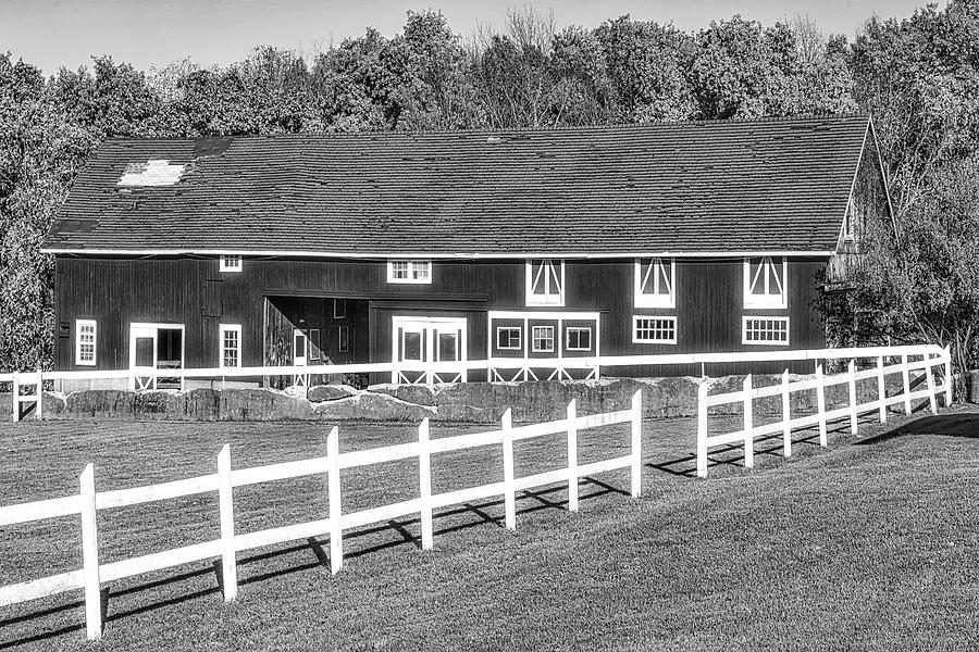 Red Barn In NJ  BW Photograph by Susan Candelario