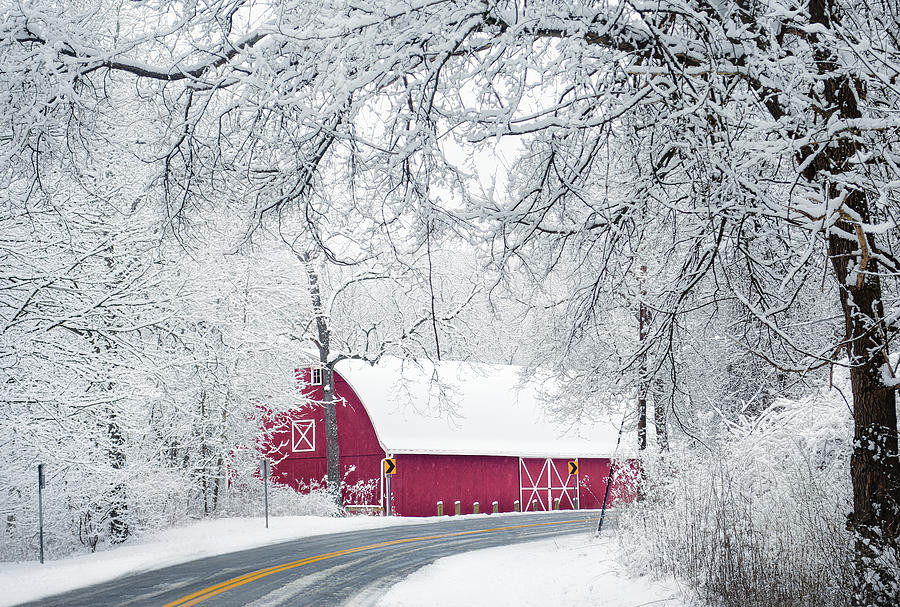 Cuyahoga Valley National Park Photograph - Red Barn in Snow by April Lu