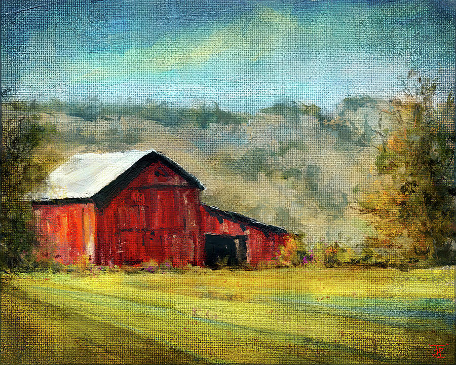 Yellowstone National Park Painting - Red Barn on the Yellowstone by Theresa Ruby