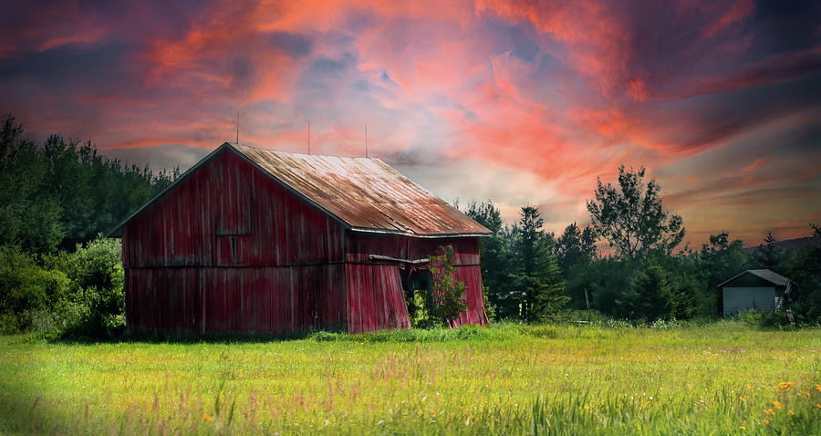 Red Barn - Red Sky Photograph by Maggie Terlecki