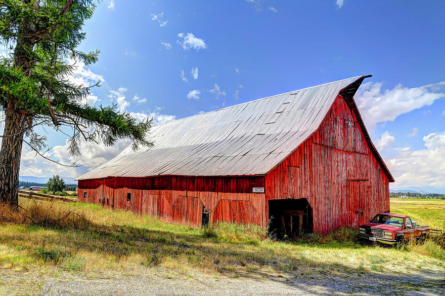 Barn Photograph - Red Barn Red Truck by Donna Kennedy