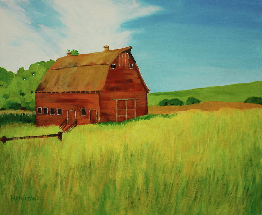 Red Barn Painting by Sarah Hamilton - Fine Art America