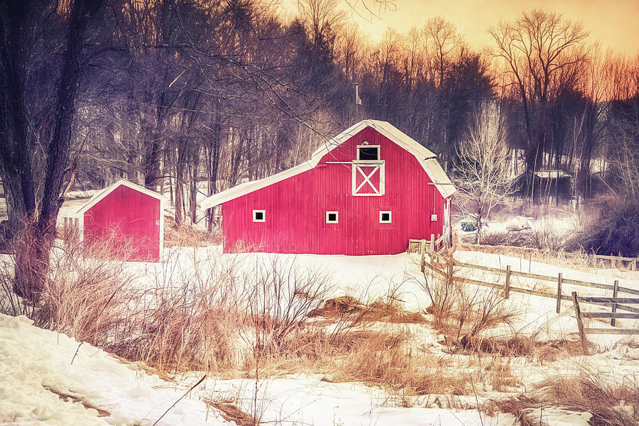 Red Barn Sunrise - New Hampshire Photograph by Joann Vitali