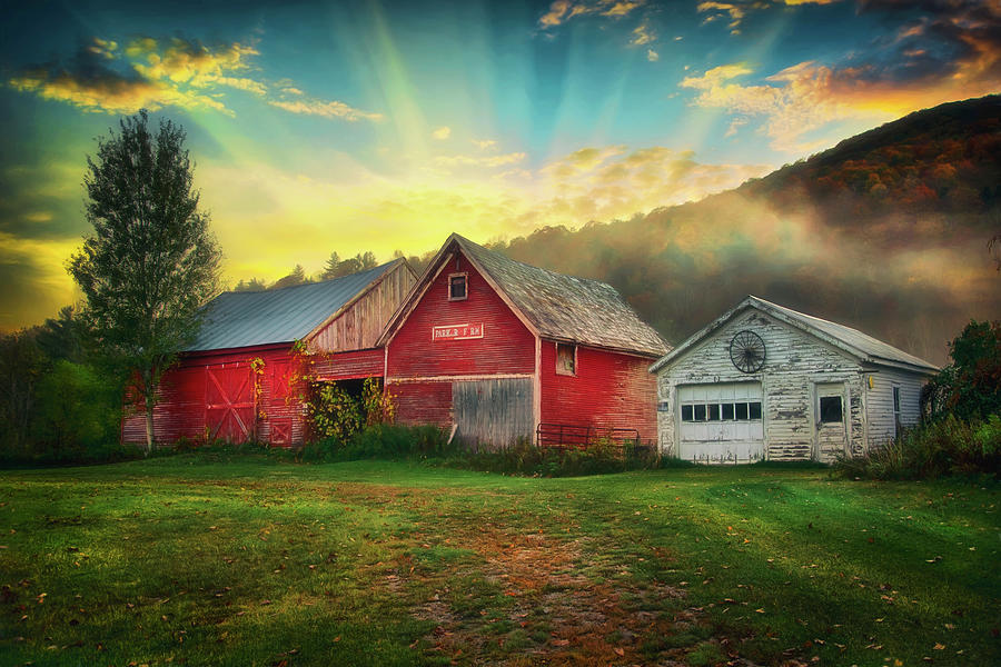 Red Barn Sunrise - Wallingford, Vt. Photograph by Joann Vitali