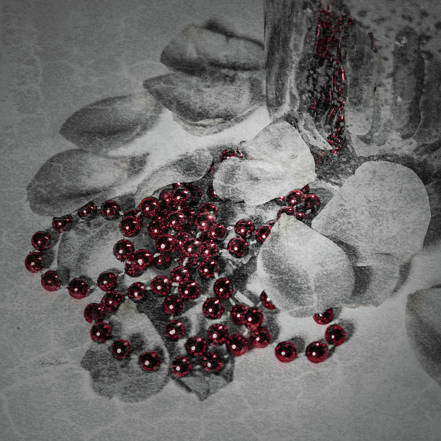 Red Beads on a Petal Pile Photograph by Sharon Popek