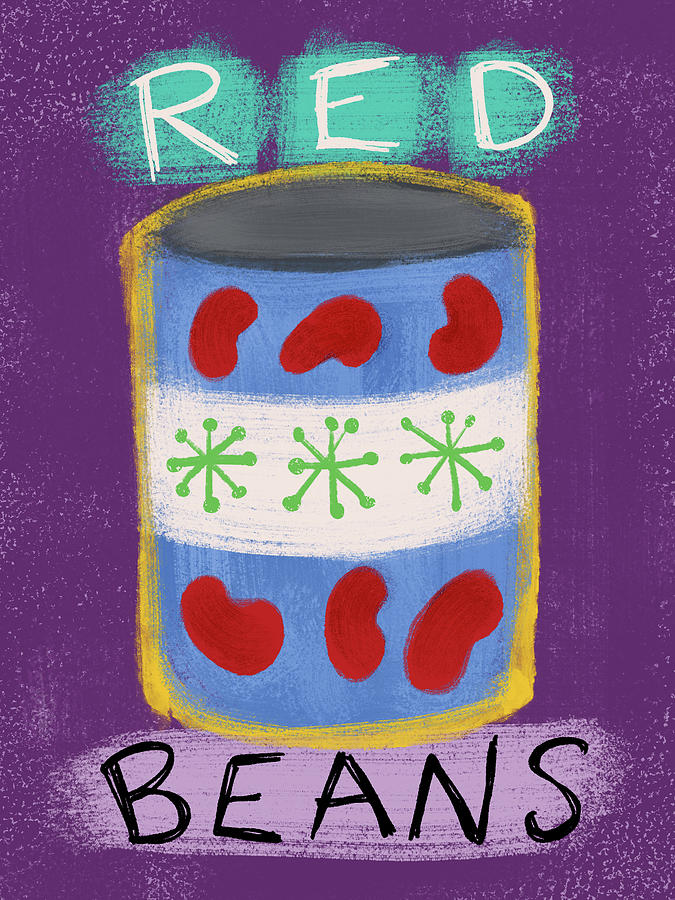 Red Beans In A Can - Cute Food Painting by Flo Karp