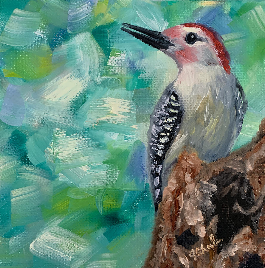 Red-Bellied Woodpecker Painting by Jan Chesler