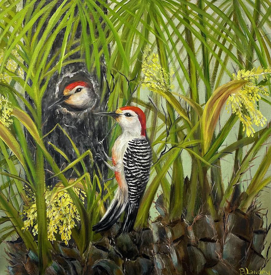 Red Bellied Woodpeckers Painting by Barbara Landry