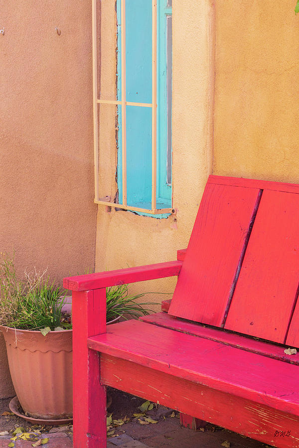 Red Bench Old Town Albuquerque New Mexico Color Photograph by David Gordon