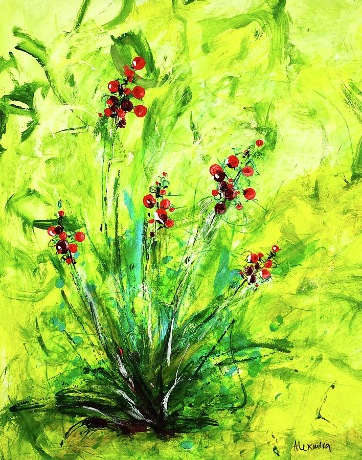 Red Berries Painting by Fine Art by Alexandra