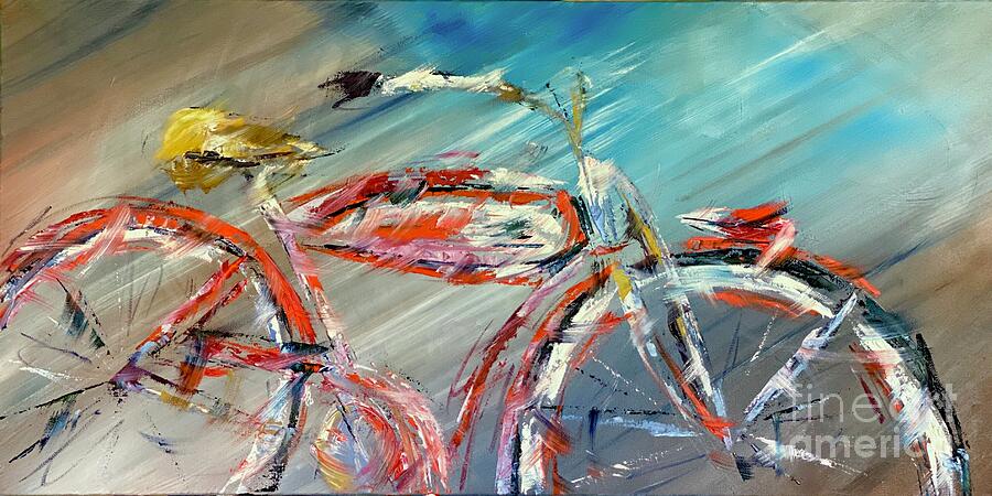 Red Bike Painting by Alan Metzger