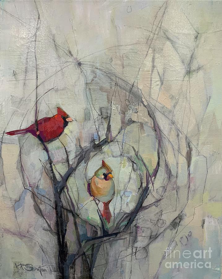 Red Bird Painting by Kimberly Santini