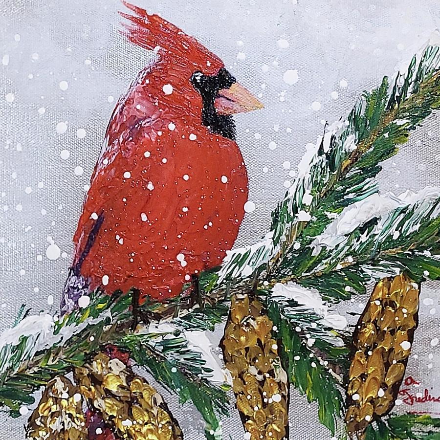 Red Bird Messenger Painting by Ann Frederick