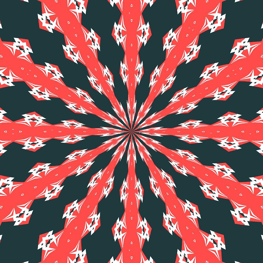 Red Black and White Kaleidoscope Abstract Digital Art by Taiche Acrylic Art