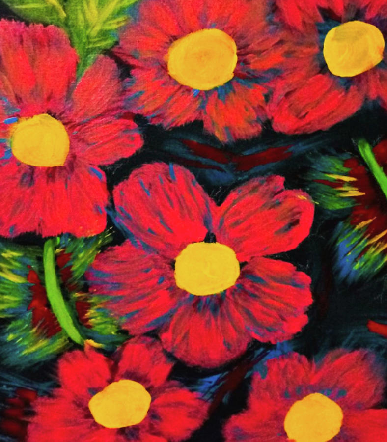 Red Bloom Painting by Anna Adams