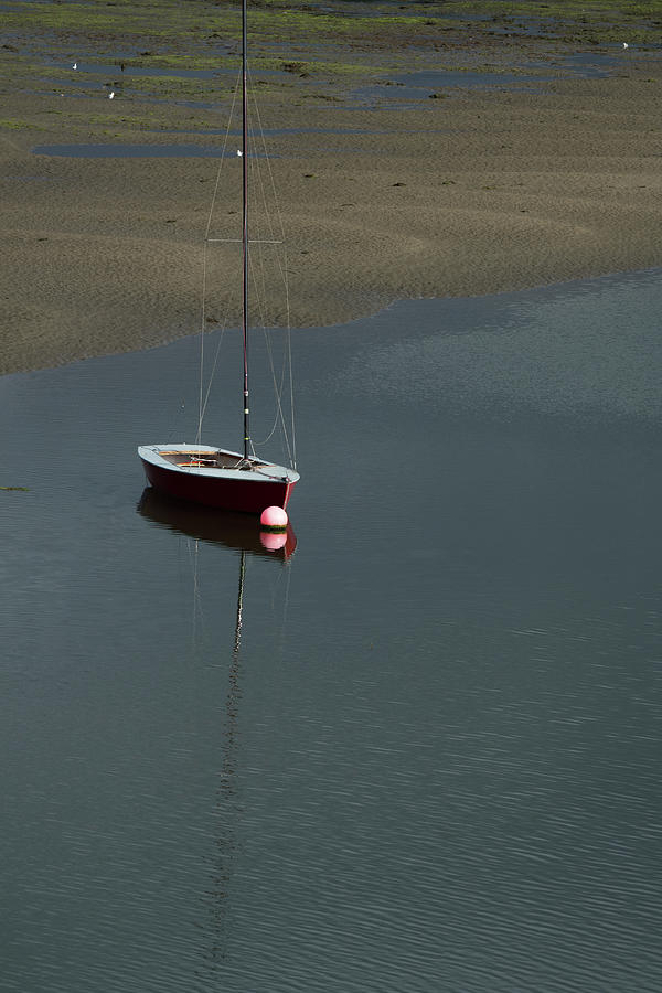 Boat Photograph - Red boat ebb by Moritz Wellner
