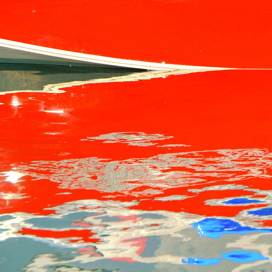 Red Boat Reflectn  Photograph by Vicki Hone Smith