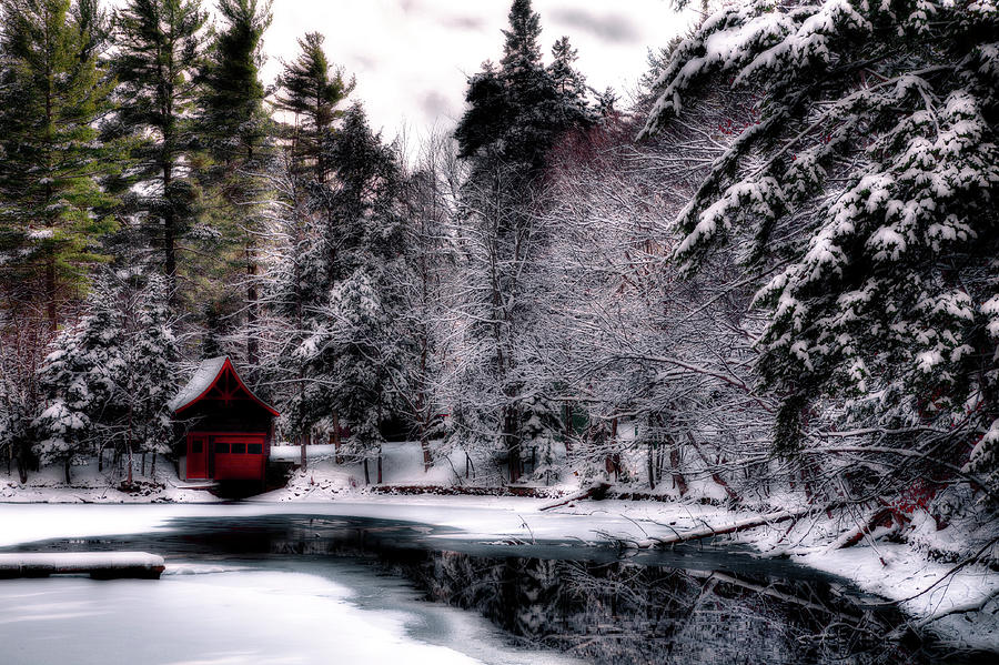 Red Boathouse Photograph by David Patterson