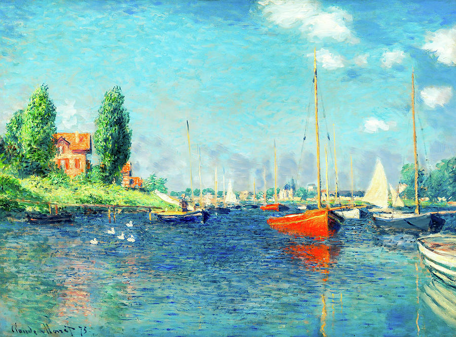 Red Boats Argenteuil by Claude Monet Painting by Claude Monet