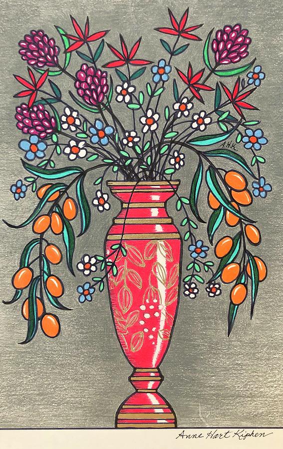 Bohemian Glass Mixed Media - Red Bohemian and Oranges by Anne Hart Kiphen