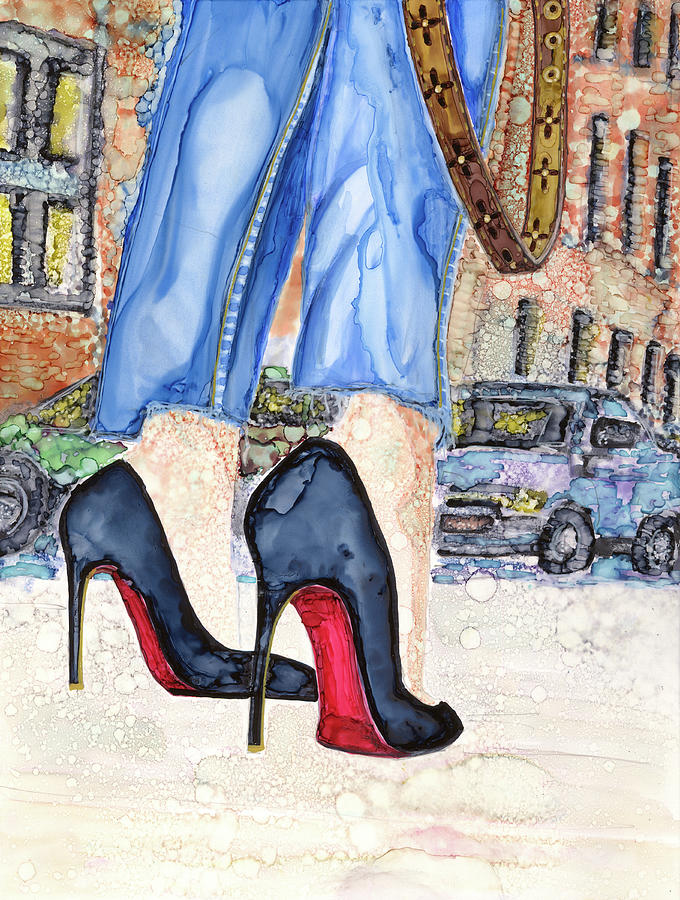 Red Bottom Shoes Painting by Joyce Clark