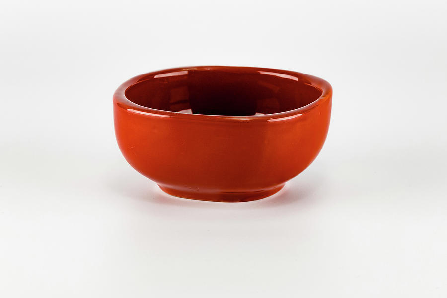 Red Bowl On White Background Photograph