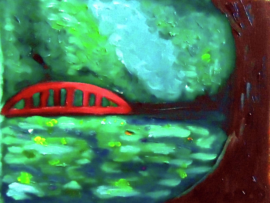 Red Bridge Painting by Loretta Nash