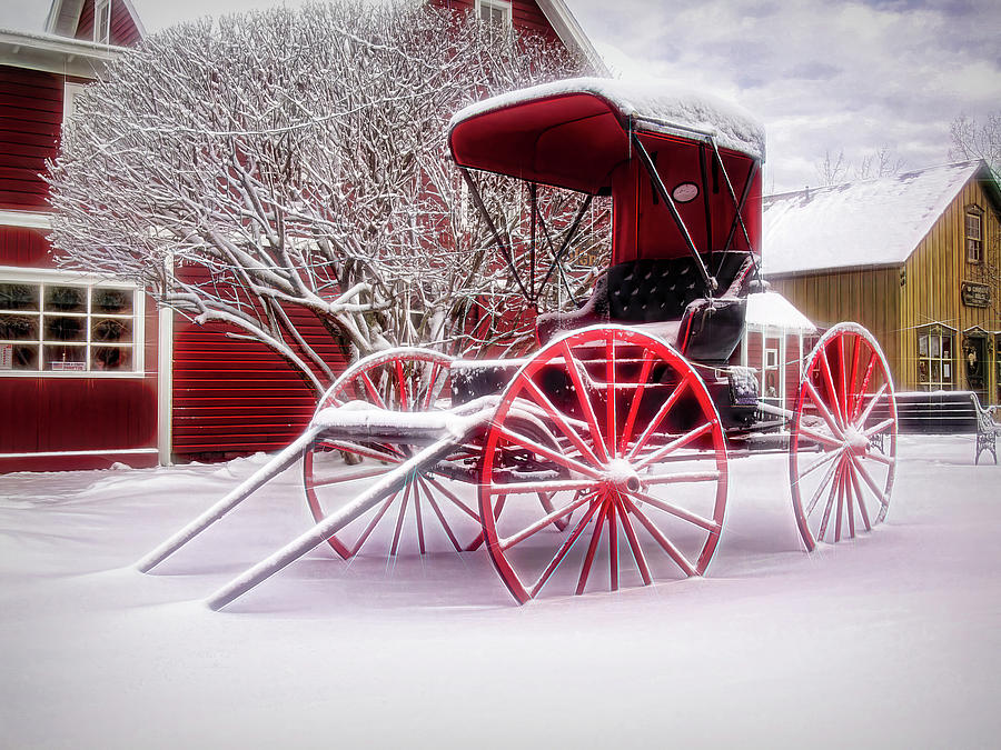 Red Buggy at Olmsted Falls - 1 Photograph by Mark Madere
