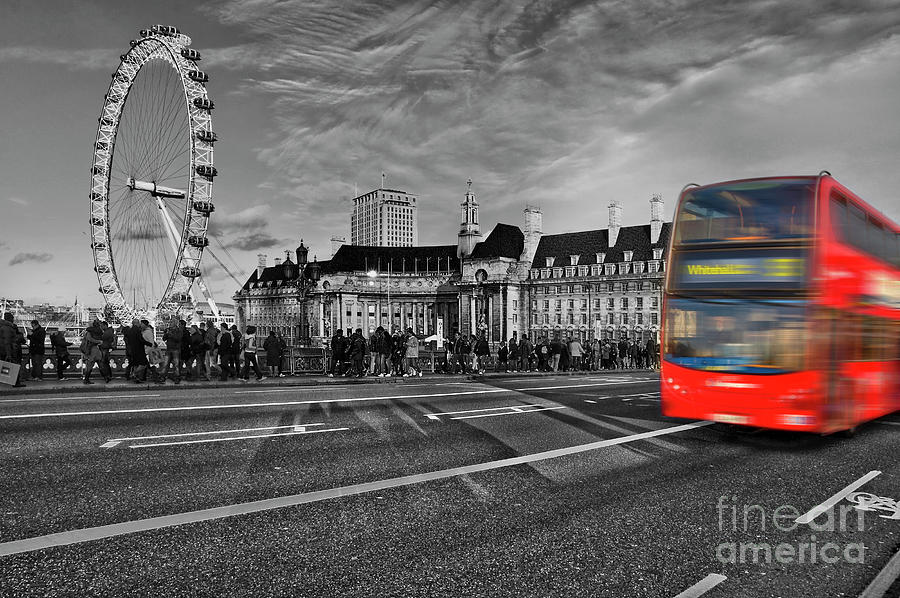 London Photograph - Red bus in London by Delphimages London Photography