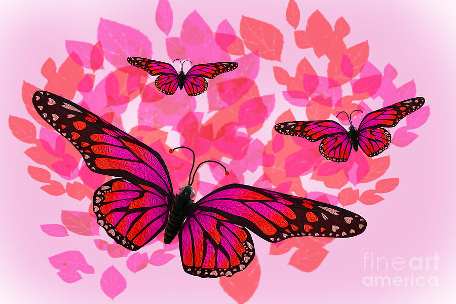 Red Butterflies  Digital Art by Kirt Tisdale
